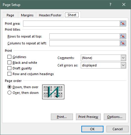 Printing Print Titles Row and columns of the worksheet may be specified as titles, and these can be display on