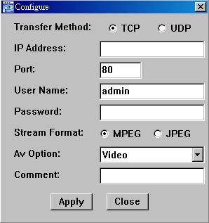 REMOTE OPERATION (Address Book) Click to view the pre-defined DVR access details.