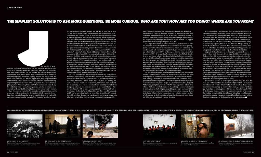 This is a 2-page photo essay with an interesting title, several captions, a film-strip
