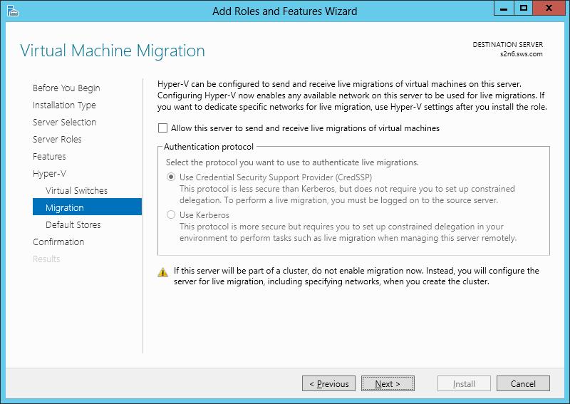 10. Click Next to continue. 11. Specify the settings of VM live migration in the Migration section. 12.