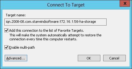 StarWind Management Console -> Configuration -> Network). 6. Select each of the targets and click Connect to add them. 7.