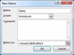 2. Select the Formulas tab and in the defined names section select Define Name. 3.