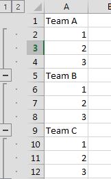 Select the Data tab, and click Group in the Outline Group.