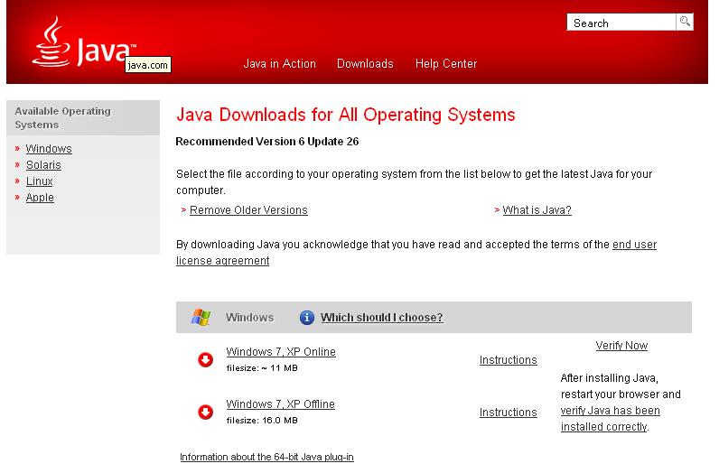 Or you can manually download and install it from http://java.