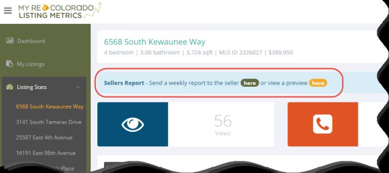 marketing campaign is providing in the selling process. The Sellers Report provides a view of the listing activity from the past 30 days, and will be sent each Monday.