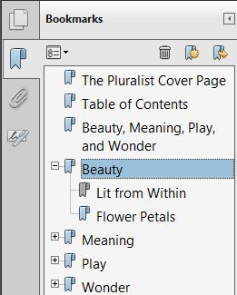 Using bookmarks to browse through a document The Bookmarks tab, which appears in the navigation pane, acts as a table of contents and usually represents the chapters and sections in a document.