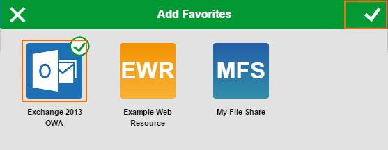 To add a web resource to the favorites, click the + icon.