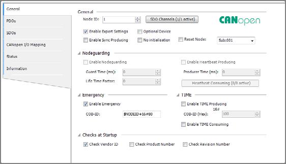 Settings for CAN slaves The configuration for the CAN slaves has a common part, which is independent of the EDS file.