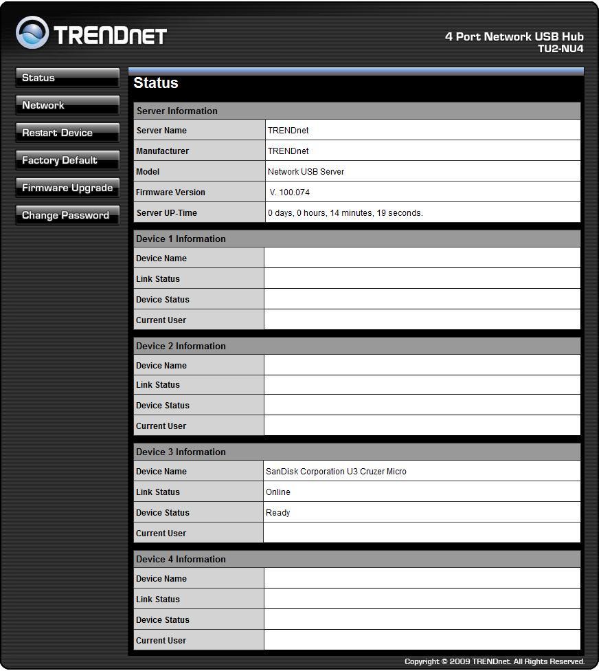 Configuration with Web-based UI Your default web browser will pop up and take you into the web-based configuration UI of the server. This is the main page of the configuration UI.