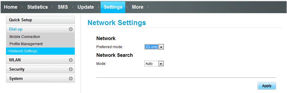 to 2G only, please select the 3G only option in the drop down menu. Q8: E5330Bs-6 s Wi-Fi signal is always weak 1.