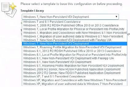 6. Select Windows 7, New non-persistent VDI Deployment from the Template Library 7.