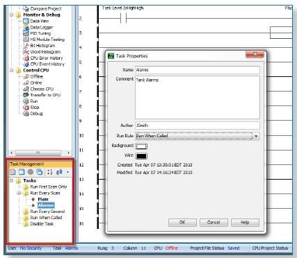 Task Management Options for increased efficiency The Task Manager helps organize and execute program code for maximum