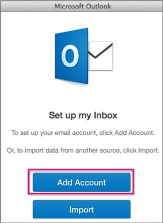 How to set up your email on Outlook on a Mac 1. If this is your first time opening Outlook for Mac, then you should see the setup page (below), click Add Account. 2.