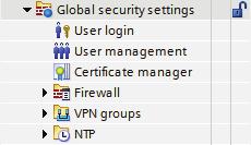 User interface and menu commands 2.1 User interface and menu commands 1 Global security settings The global security settings are located in the project navigation.