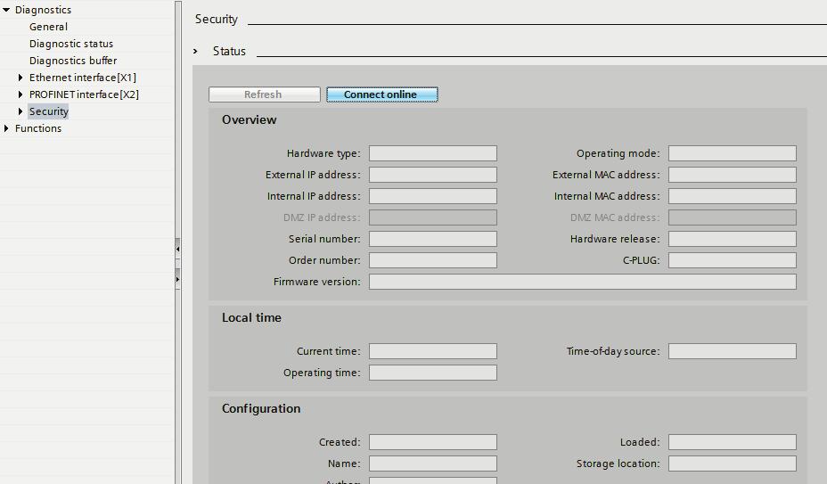 Firewall in advanced mode 4.4 NAT 5. For CPs: In the "Diagnostics" > "Security" > "Status" menu, click the "Connect online" button. Result: The "Online access" dialog opens.