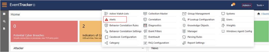 Verify Bluecoat Content Analysis knowledge pack in EventTracker Alerts 1. Logon to EventTracker Enterprise. 2.