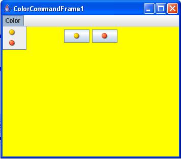 Suppose I wanted to create a simple GUI: 1 colored panel 2 buttons, yellow & red 2 menu items, yellow & red clicking on the buttons or menu items changes the