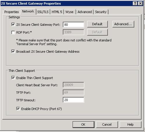Configuring Gateway Ports and Thin Client Support RDP Port Port TCP 3389 is used with the 2X Load Balancer for clients who require basic load balanced desktop sessions.