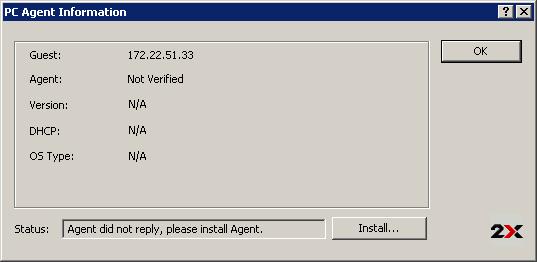2X ApplicationServer XG Checking if Remote PC Agent is Installed 4.