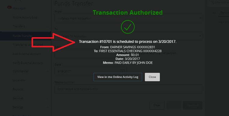 Once a transaction has been approved/authorized it will display the transactions #.