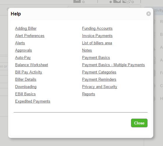 In the Help screen, users will be give a list of links