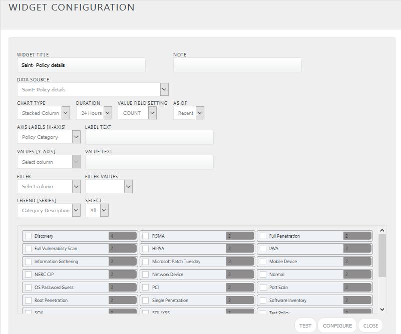 5. Fill fitting title and description and click Save button. 6. Click to configure a new flex dashlet. Widget configuration pane is shown. Figure 48 7.