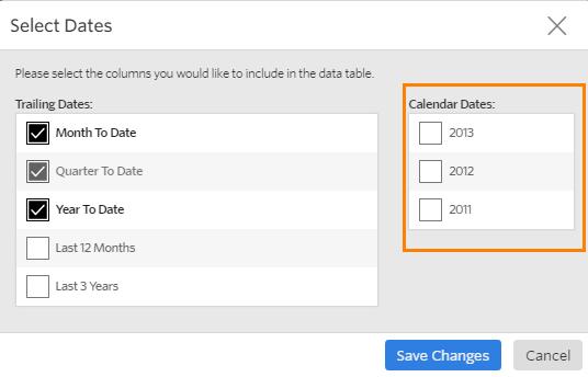 Select All Date Ranges The standard setup for Date Settings is a dropdown selector that allows date ranges to be added, one by one.