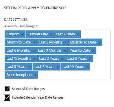 If the Profile will include more than a few date ranges, this is the easier way to include them. If Select All Date Ranges is un-checked, all date ranges are removed.