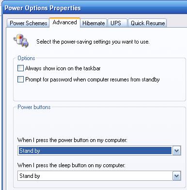 2. Make changes to power-saving Turn off monitor, etc. if desired; click on Apply 3. Click on the Advanced tab.