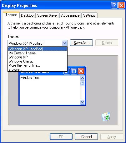 Desktop Properties When you right-click on the desktop the Display Properties window appears,