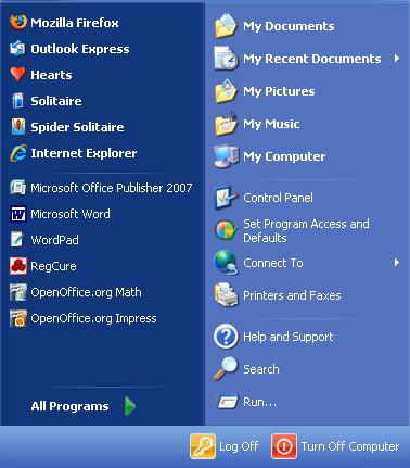 The Start menu (overview) The Start menu is the main gateway to your computer's programs, folders, and settings.