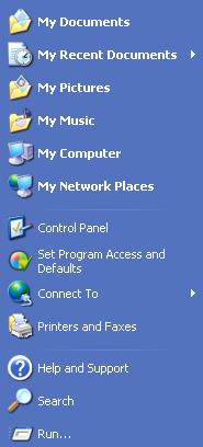 Note: when you move from an item to one to the right, you must keep the cursor in the boxes. You might notice that over time, the lists of programs in your Start menu change.