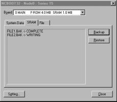Use the SRAM tab to view flash ROM software revisions stored in the CNC. You can also use it to update the CNC executive software.