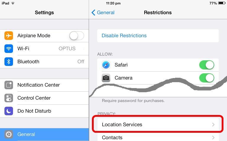 Step 5/ Enabling Location Services / Find My ipad It is recommended that you enable Location Services so that the Find My ipad feature