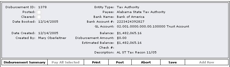 Link Accounts Payable Reconciliation Description Use this link to locate and select all the Accounts Payables added and posted for future disbursements.