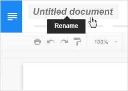 EDIT AND FORMAT A DOCUMENT ADD AND EDIT TEXT Rename your document: At the top of the page, click Untitled document, enter a new title, and click OK.