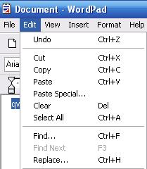 Keyboard shortcuts appear next to menu items. Choose menus, commands, and options You can open menus and choose commands and other options using your keyboard.