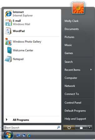 Use the Start menu to do these common activities: Start programs Open commonly used folders Search for files, folders, and programs Adjust computer settings Get help with the Windows operating system