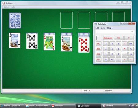 To open Solitaire: click on Start > All Programs > Games > Solitaire Notice how the taskbar button for Calculator appears darker.
