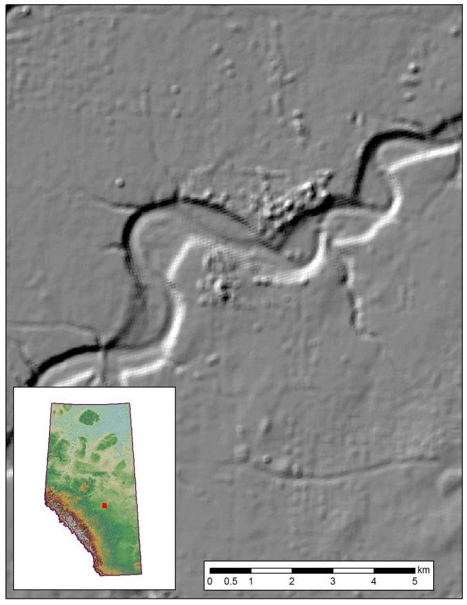 therefore more likely to behave as a DTM when used for hydrological modeling. Figure 2: Hillshade relief map of ALOS DSM (left), and smoothed DSM (right). 1.
