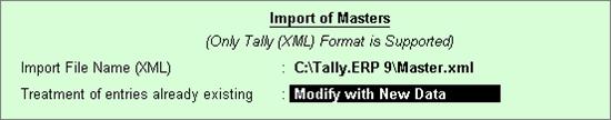 Importing Closing Balances as Opening Balances Create the new company to import the exported closing balances as opening balance. To import data: 1. Go to Gateway of Tally > Import of Data 2.