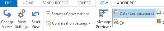 Use Conversation View to check all emails in a thread Conversation view groups your inbox by email thread (conversation) rather than received date.