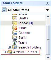 In your Folder List, you will now see an entry called Archive Folders.