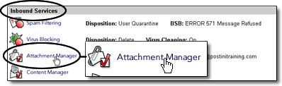 Set up an Attachment Manager Filter The Postini Message Security service includes Attachment Manager, which you can use to filter messages based on file attachment size and type.