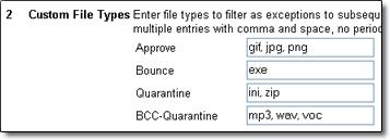 5. On Attachment Manager s Edit page: a. Set Filter Status to On. b. Enter the address of an administrator who should handle all messages quarantined by attachment filters. c.