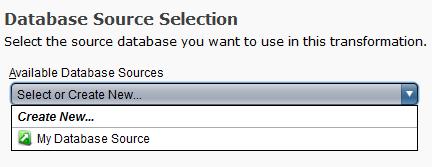 Last updated: Sep 14, 2018 To create a New Database Source, fill in the requested Information. Enter an appropriate Name for your new source in the Name field.