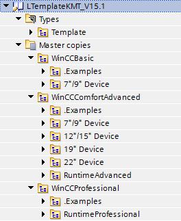 2 WinCC templates in the TIA Portal The templates for operating devices (7" to 19") and for PC systems are grouped together in a library. 2.