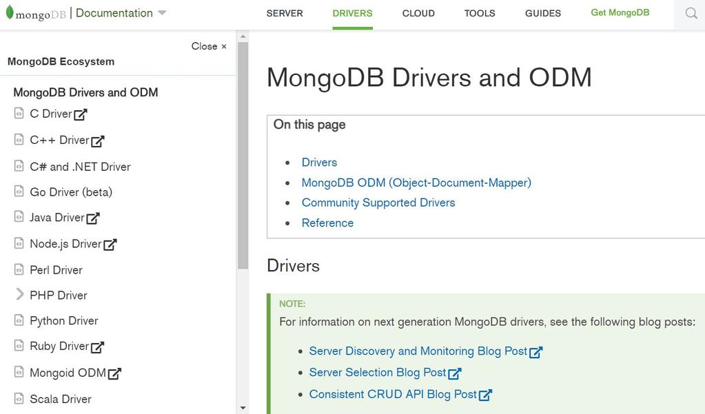 Shell From the MongoDB official website as below, there are multiple methods of different programming