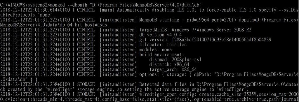 Use Mongo Shell to connect to MongoDB Server 1. Open another Command Prompt 2.