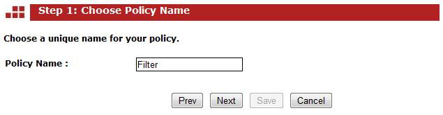 Specify a policy name and then click on the Next